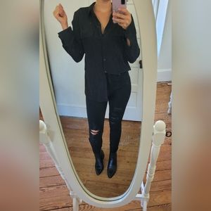 Black button-down top/ Express